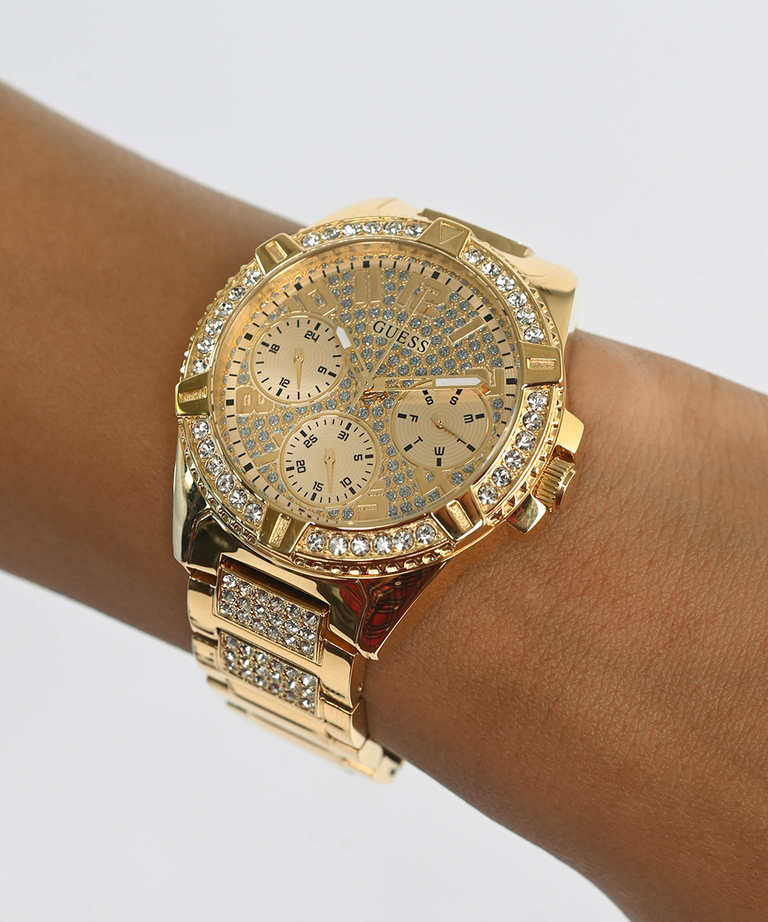 Guess Frontier Gold Dial Gold Tone Multi-function Watch W1156L2