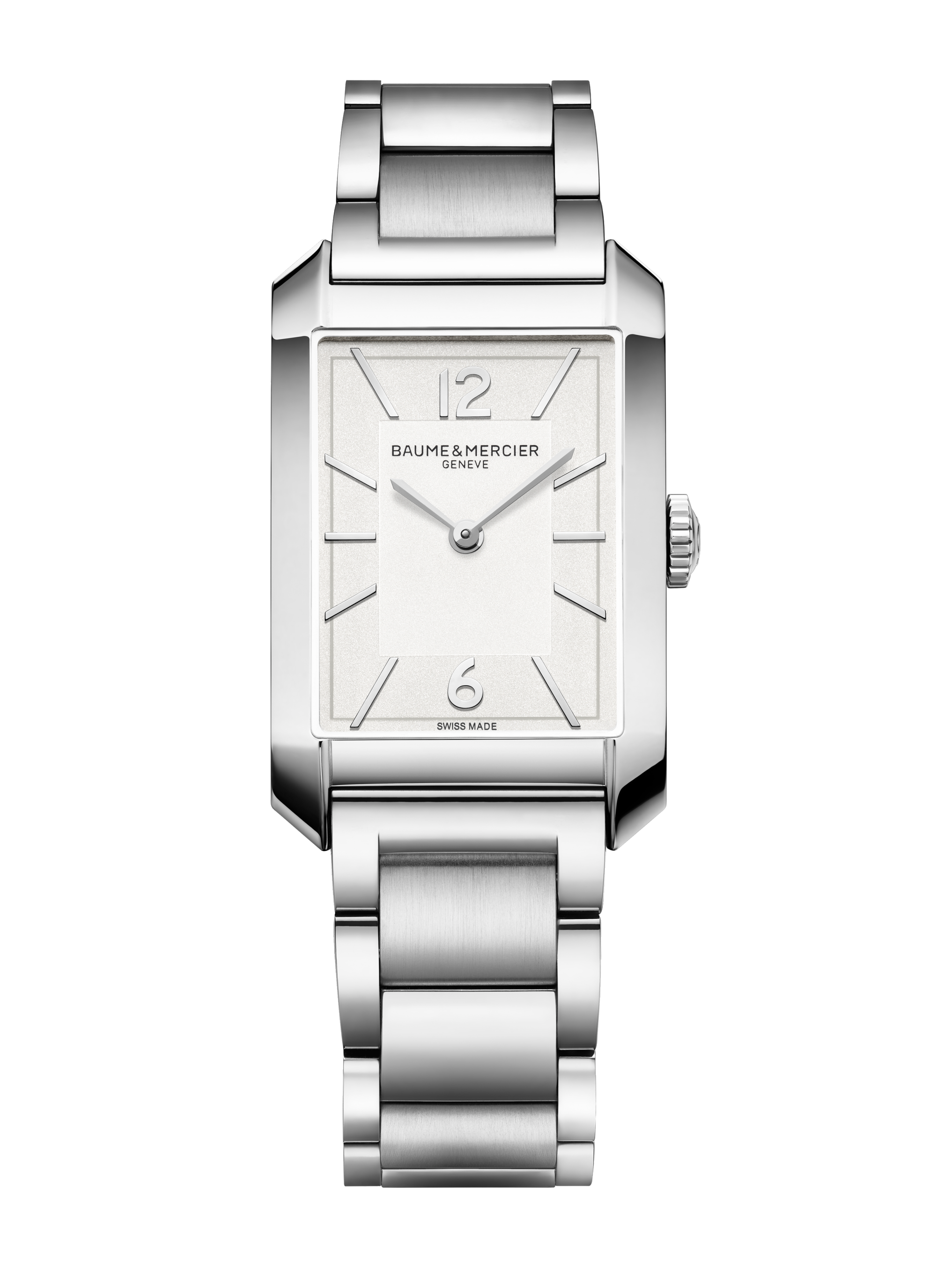 Baume and Mercier Hampton Steel Watch Opaline Dial 35x22mm