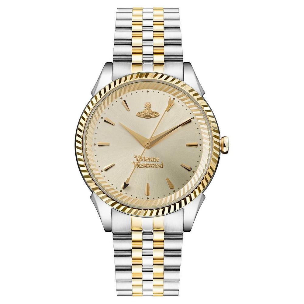 Vivienne Westwood Seymour women's watch with a champagne dial and two tone stainless steel bracelet.
