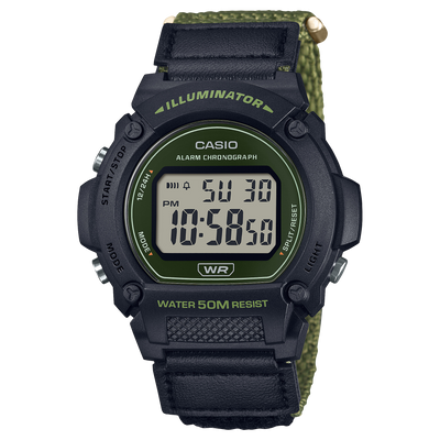 Casio Standard Green Fabric Strap Green Dial Watch W219HB-3A