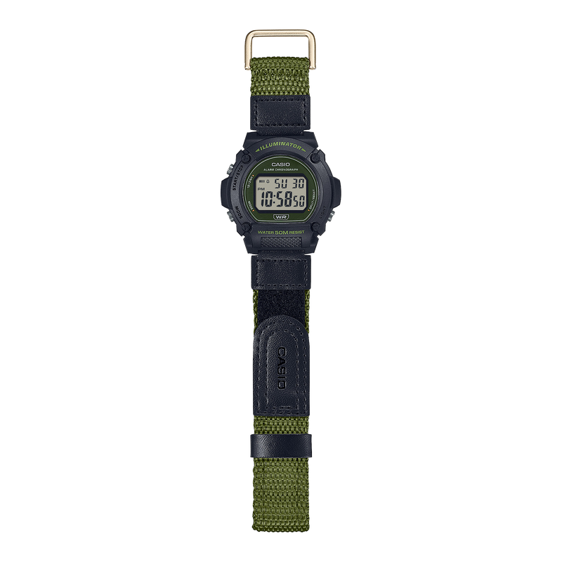 Casio Standard Green Fabric Strap Green Dial Watch W219HB-3A