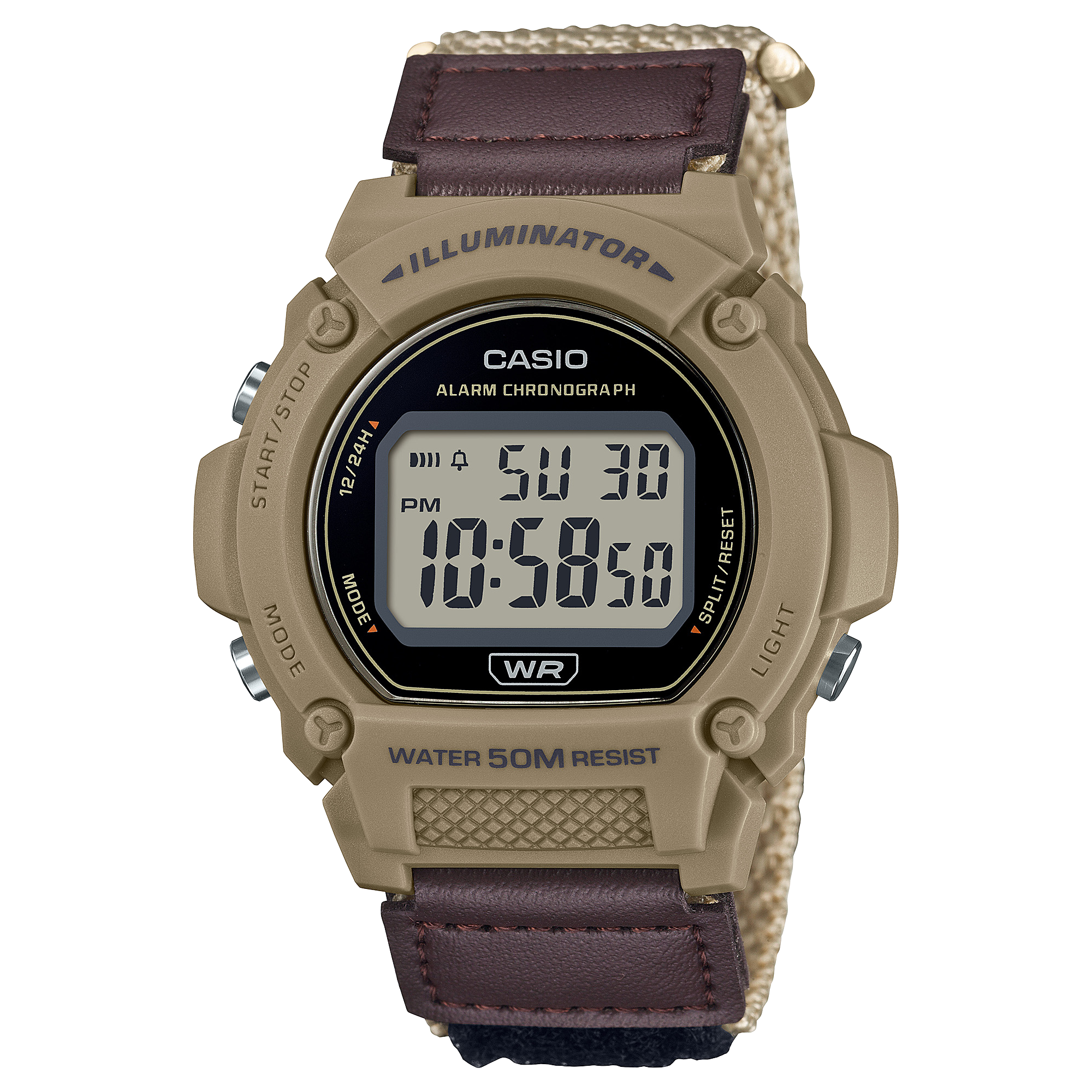 Casio Standard Brown Fabric Strap Brown Dial Watch W219HB-5A