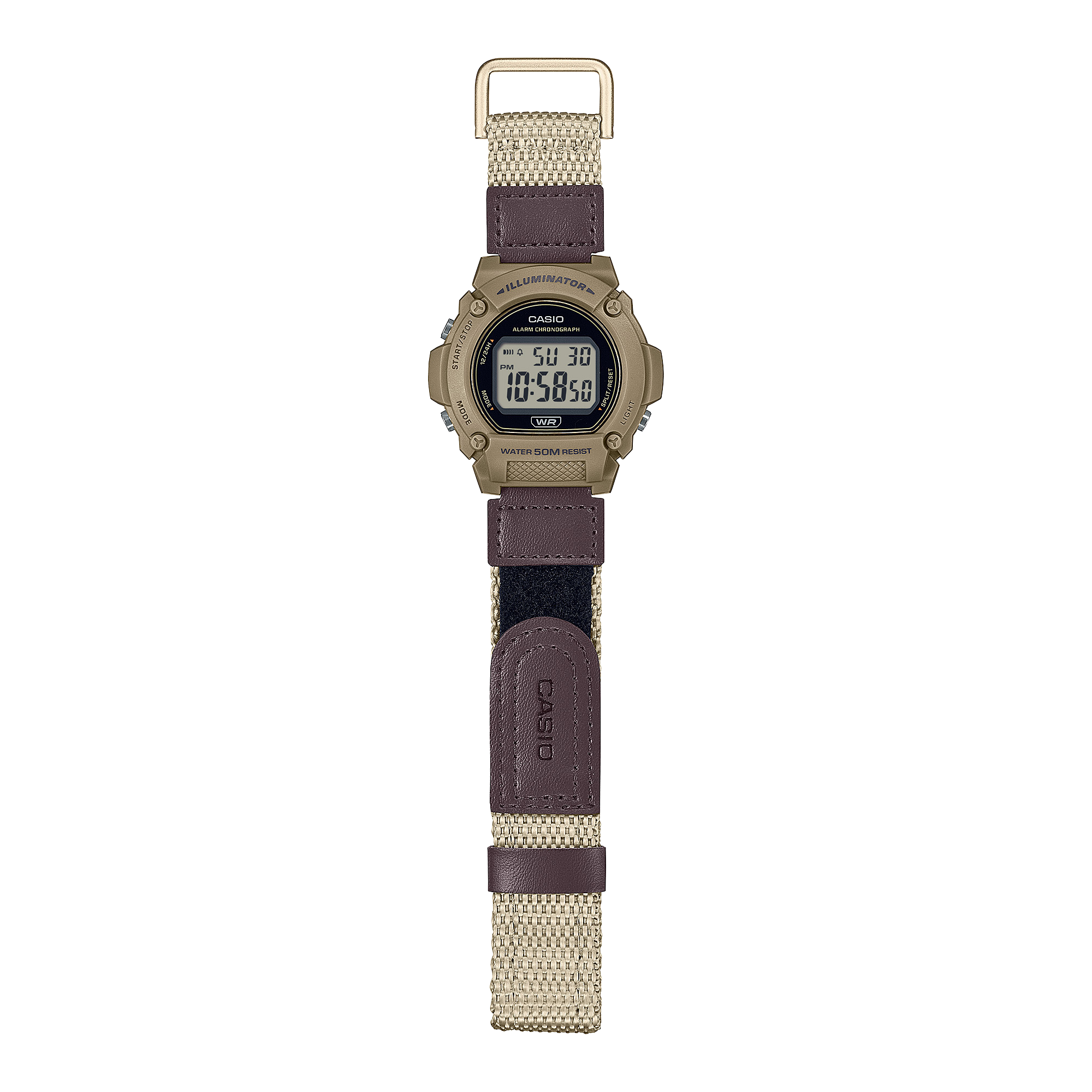 Casio Standard Brown Fabric Strap Brown Dial Watch W219HB-5A