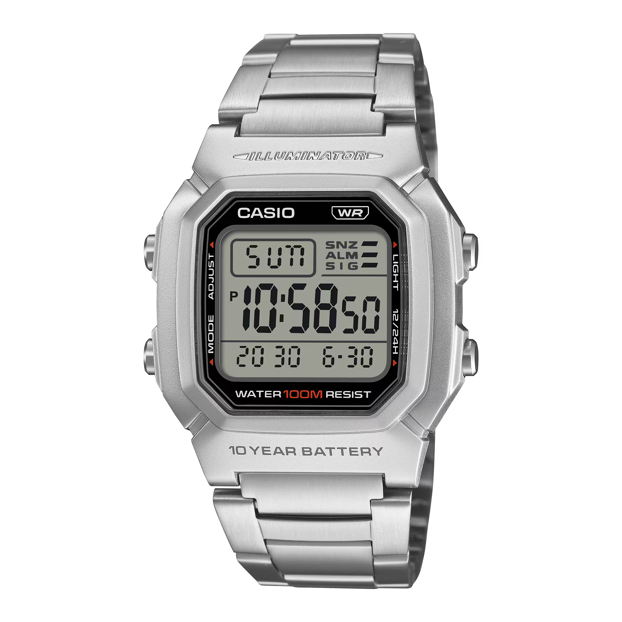 Casio Digital Silver Stainless Steel Band Band Watch W800HD-1A