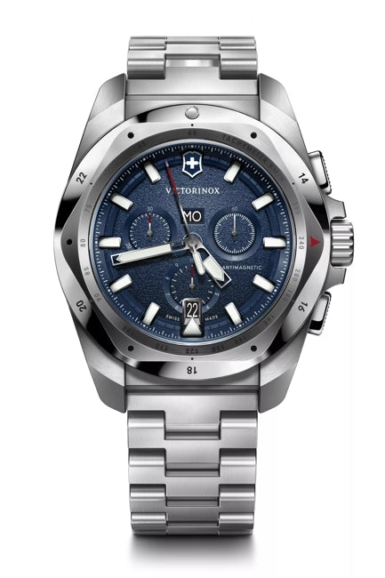 Victorinox Inox 43 Chrono Silver Stainless Steel Blue Dial Watch 241985