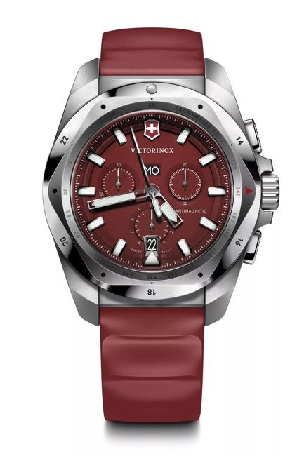 Victorinox Inox 43 Chrono Red Rubber Strap Red Dial Watch 241986