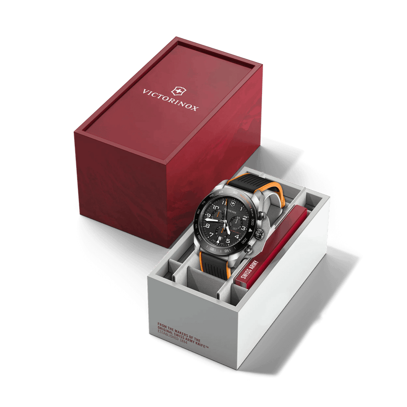 Victorinox Swiss Army Chrono Black Dial and RubberSteel Band Mens Watch 242050