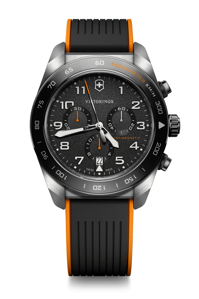 Victorinox Swiss Army Chrono Black Dial and RubberSteel Band Mens Watch 242050