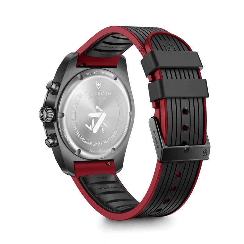Victorinox Swiss Army Chrono Black Dial and RubberSteel Band Mens Watch 242051