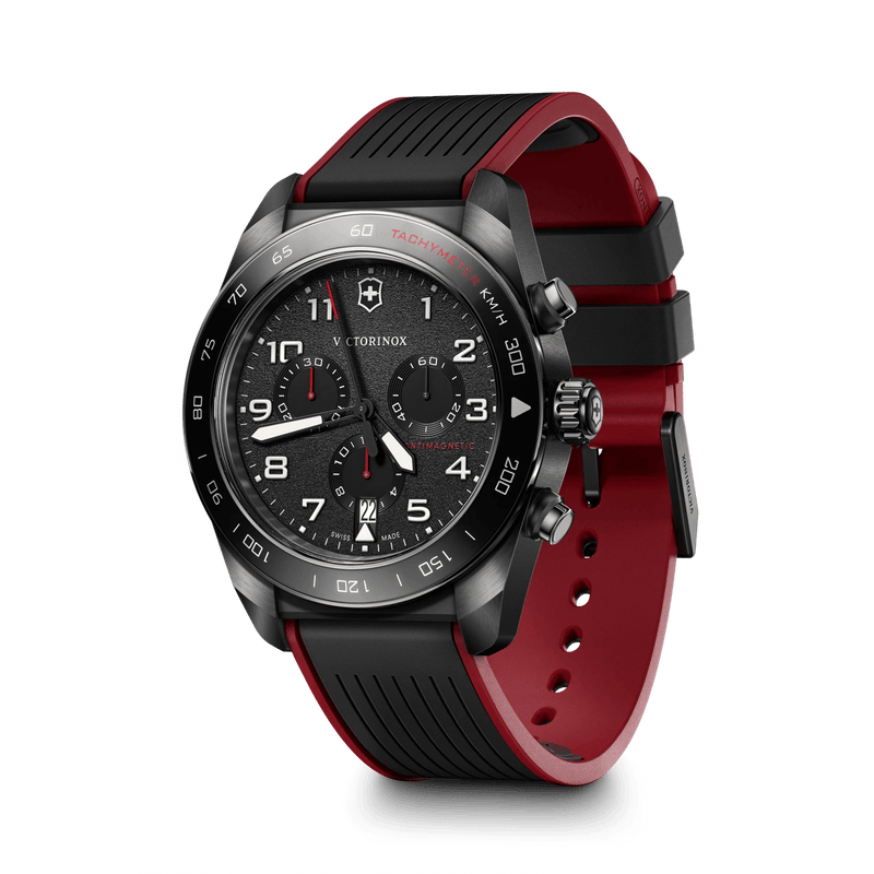 Victorinox Swiss Army Chrono Black Dial and RubberSteel Band Mens Watch 242051