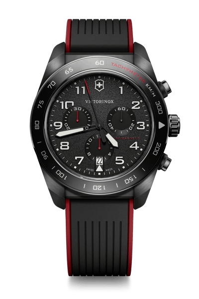 Victorinox Swiss Army Chrono Black Dial and RubberSteel Band Mens Watch 242051