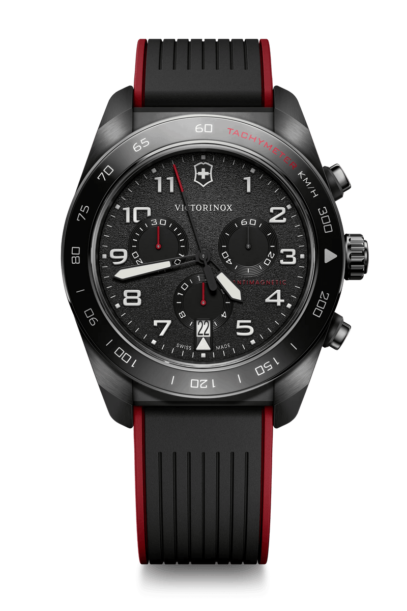 Victorinox Swiss Army Chrono Black Dial and RubberSteel Band Mens Watch 242051
