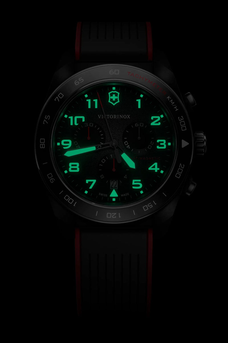 Victorinox Swiss Army Chrono Black Dial and RubberSteel Band Mens Watch 242051
