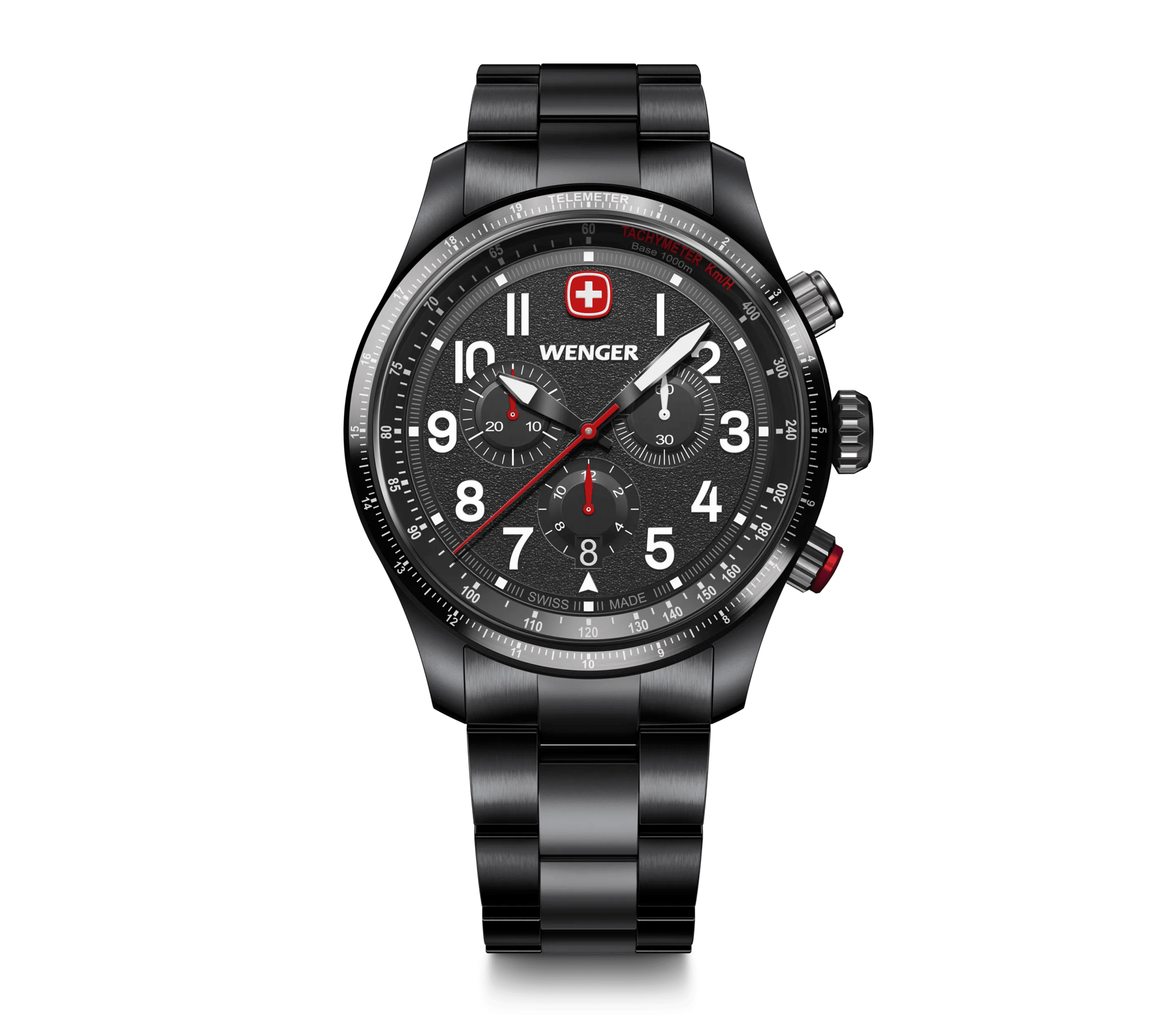 Wenger Terragraph Chrono 43mm Black Stainless Steel Men's Watch 01.0543.117