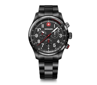 Wenger Terragraph Chrono 43mm Black Stainless Steel Men's Watch 01.0543.117
