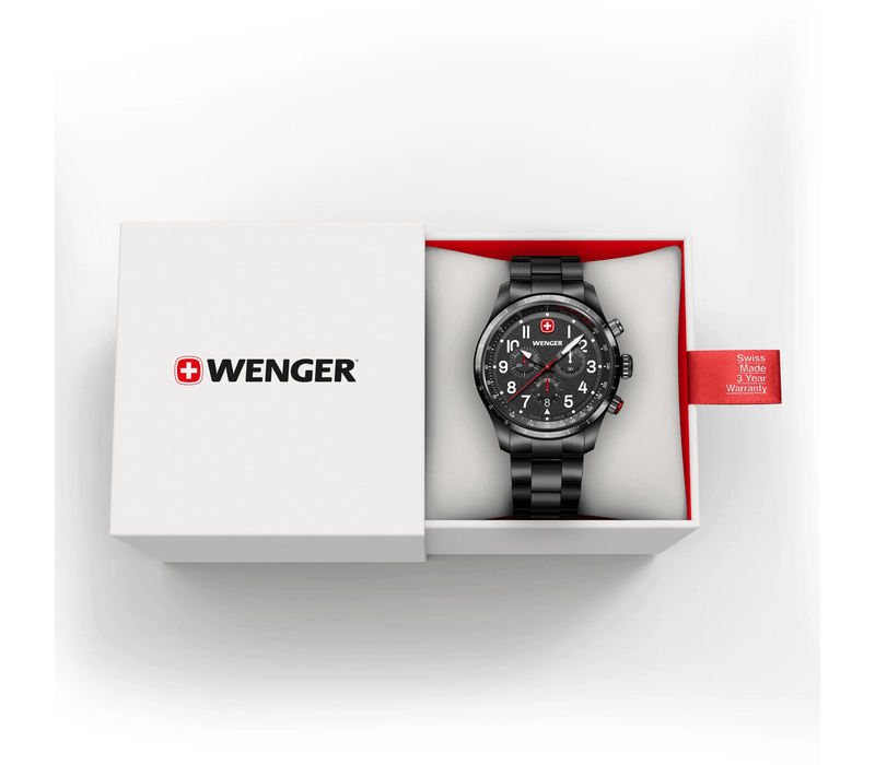 Wenger Terragraph Chrono 43mm Black Stainless Steel Men's Watch 01.0543.117