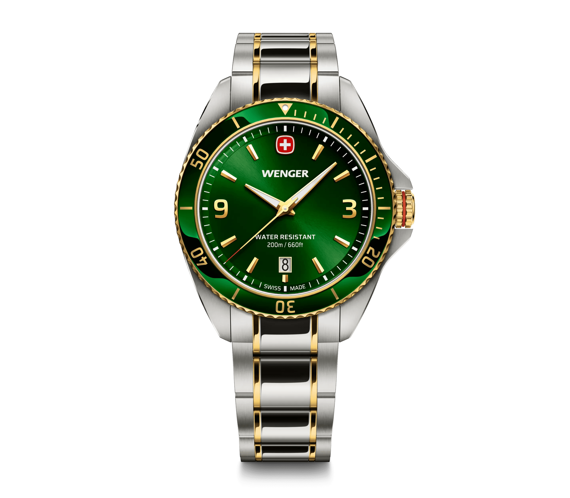 Wenger Executive 40mm Green Dial Two Tone Stainless Steel 200M Men's Watch 01.2031.105