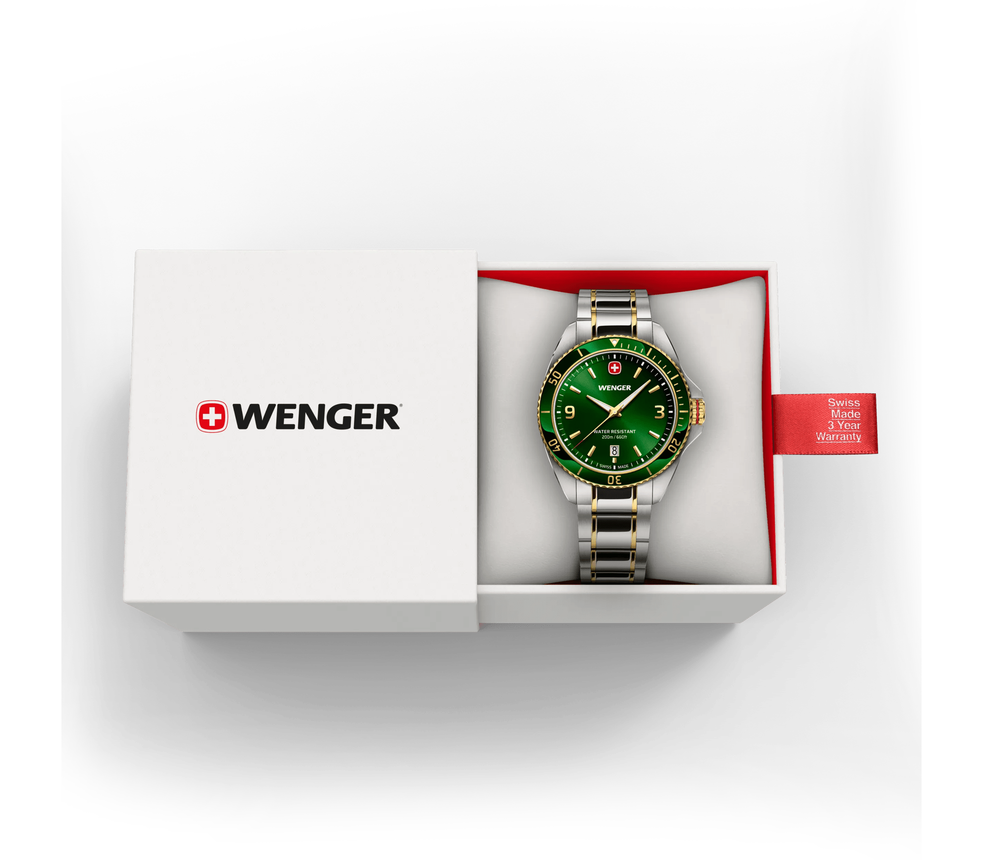 Wenger Executive 40mm Green Dial Two Tone Stainless Steel 200M Men's Watch 01.2031.105