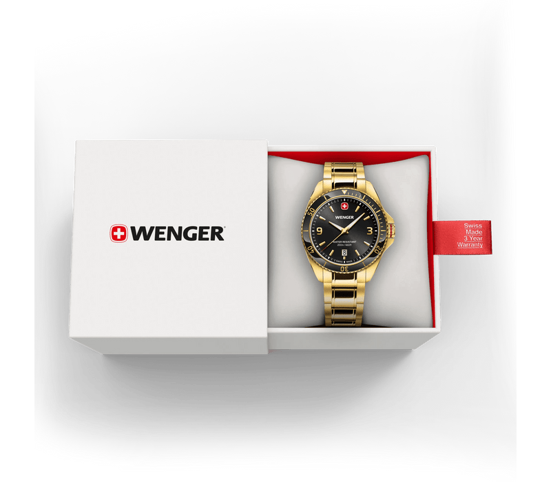 Wenger Executive 40mm Back Dial Gold Tone Stainless Steel 200M Men's Watch 01.2031.107