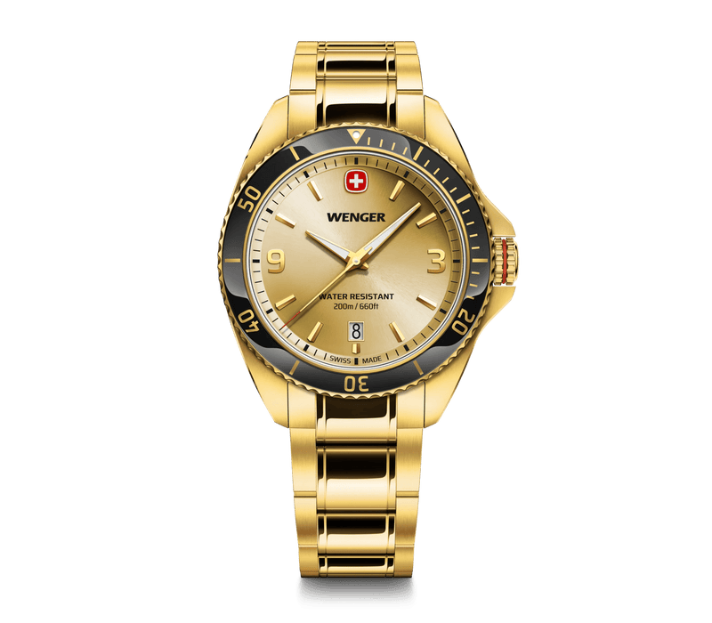 Wenger Executive 40mm Gold Dial Gold Tone Stainless Steel 200M Men's Watch 01.2031.108