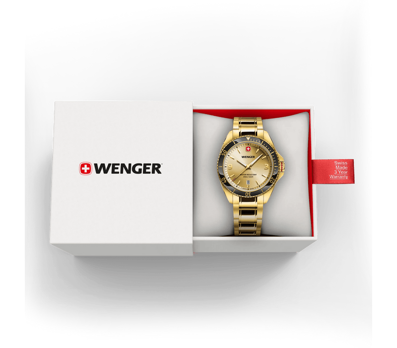 Wenger Executive 40mm Gold Dial Gold Tone Stainless Steel 200M Men's Watch 01.2031.108