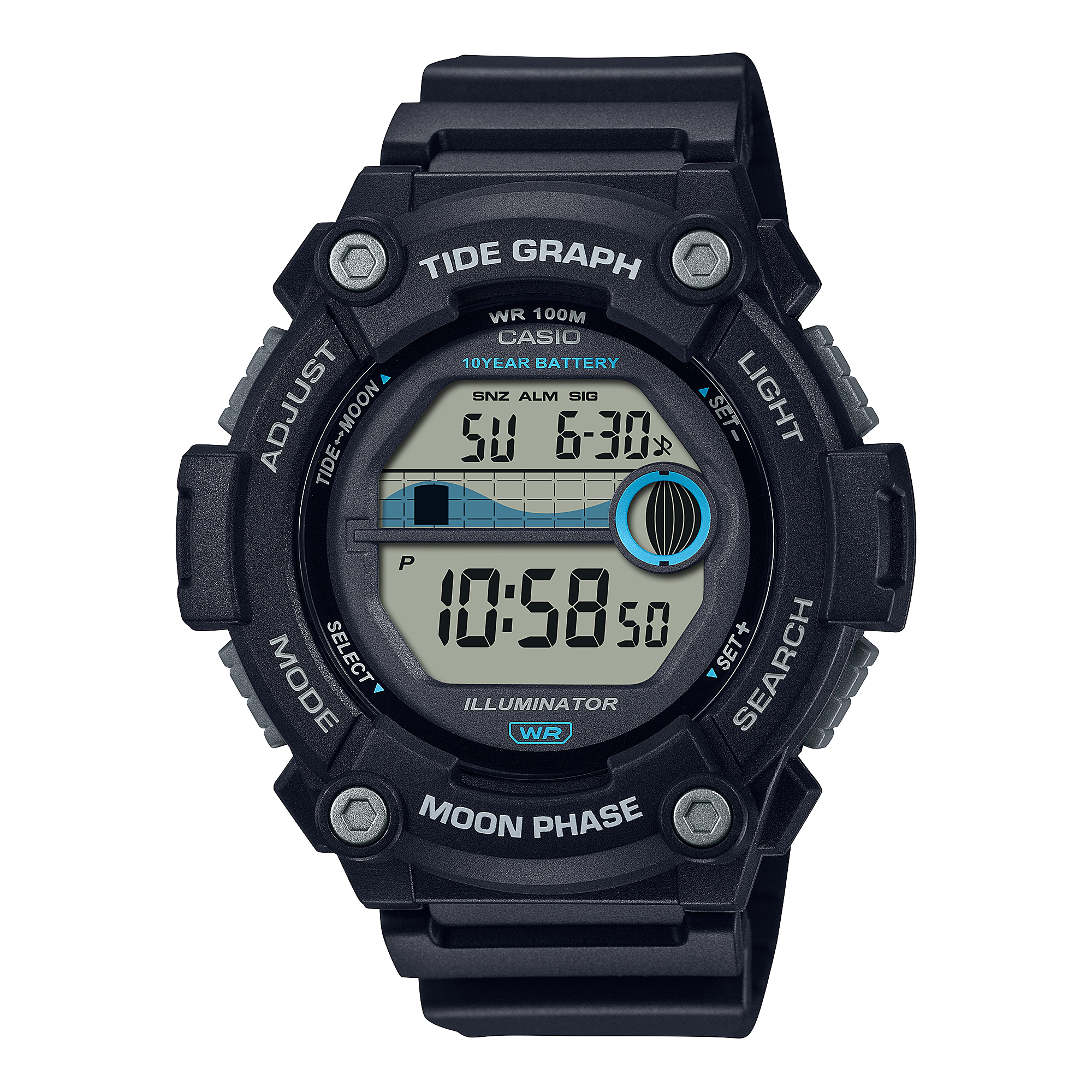 Casio Digital Black Resin Band Black Dial Watch WS1300H-1A