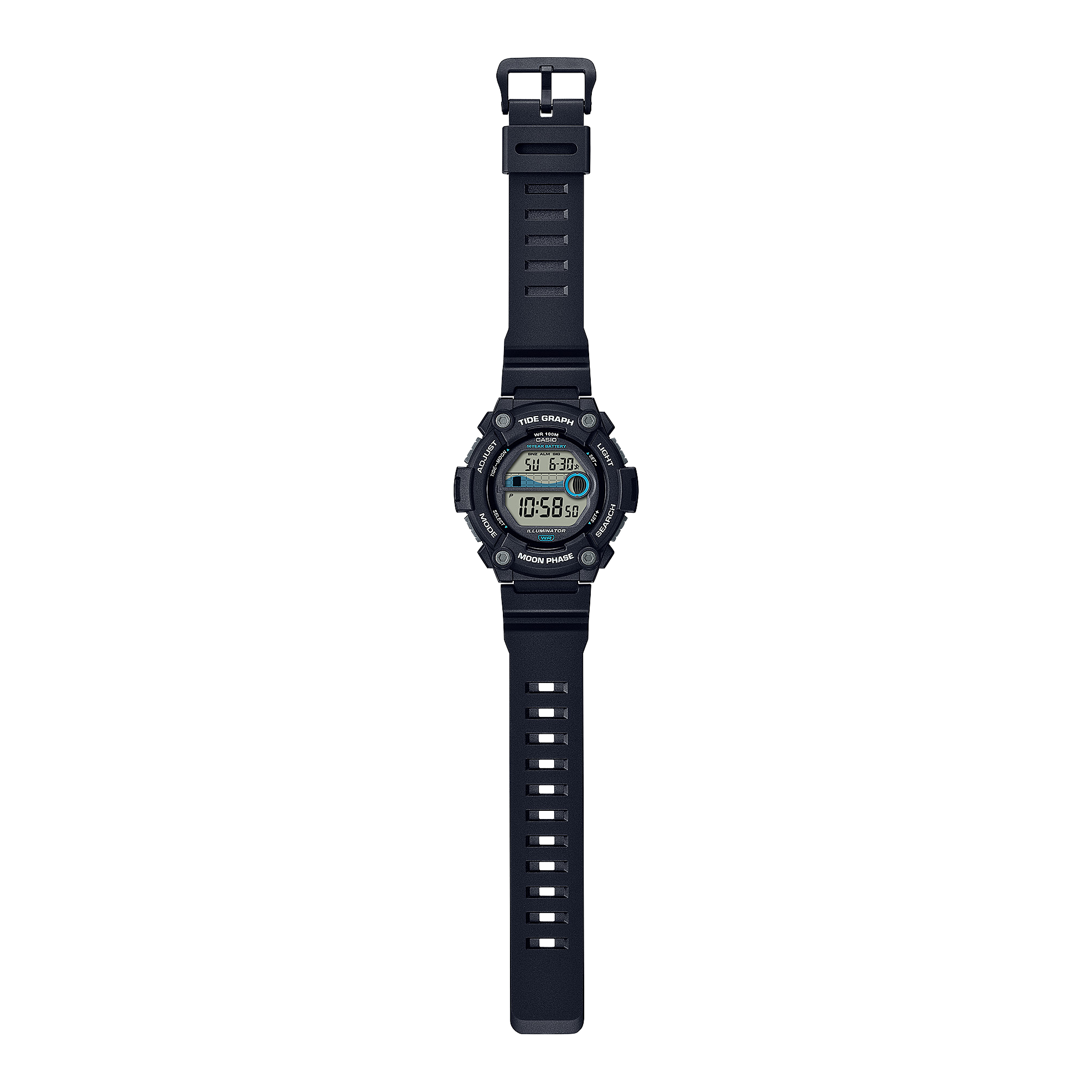Casio Digital Black Resin Band Black Dial Watch WS1300H-1A
