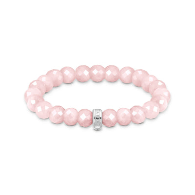 THOMAS SABO Charm bracelet with rose quartz beads oval