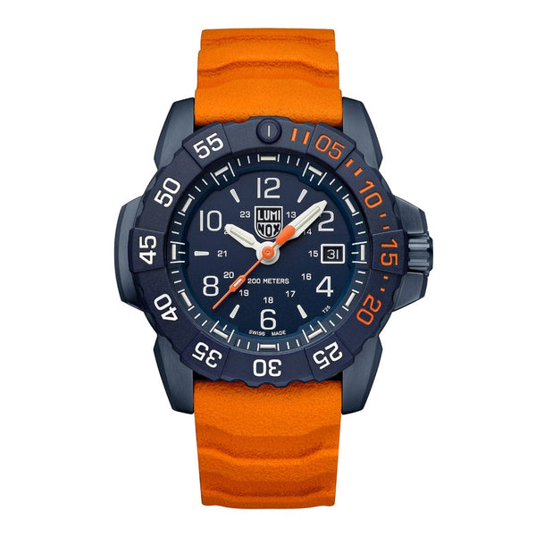 Luminox Navy Seal Blue Dial Orange Rubber Strap Watch