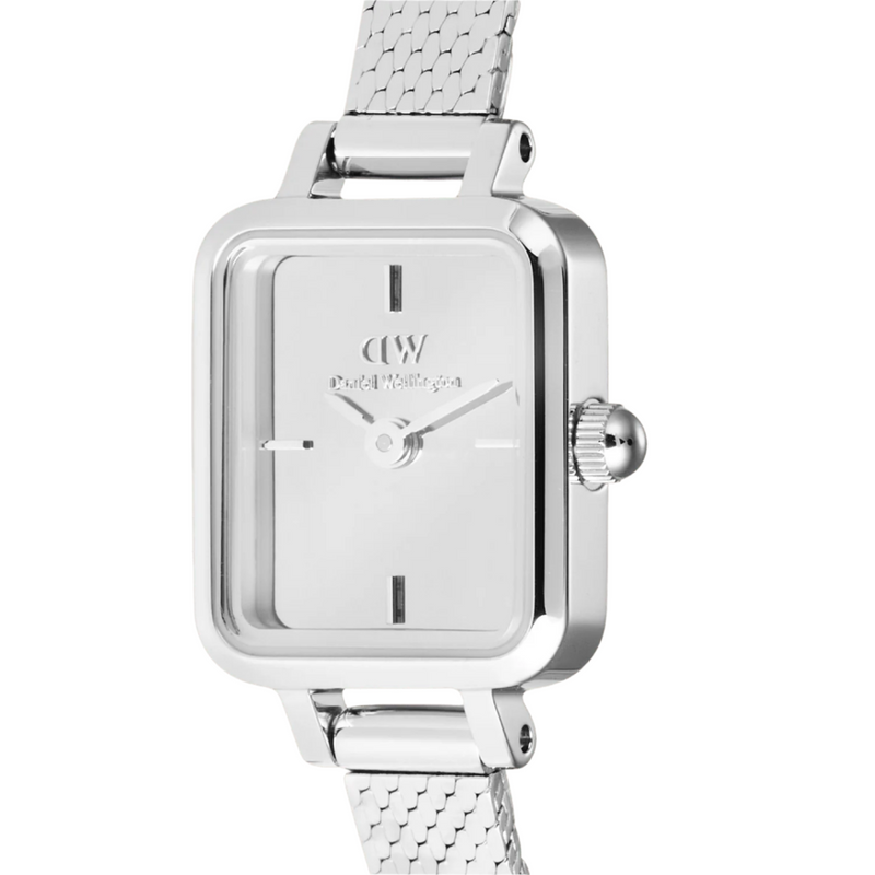 Daniel Wellington Quadro Mini Mirror Reflection Silver Dial Watch DW00100800