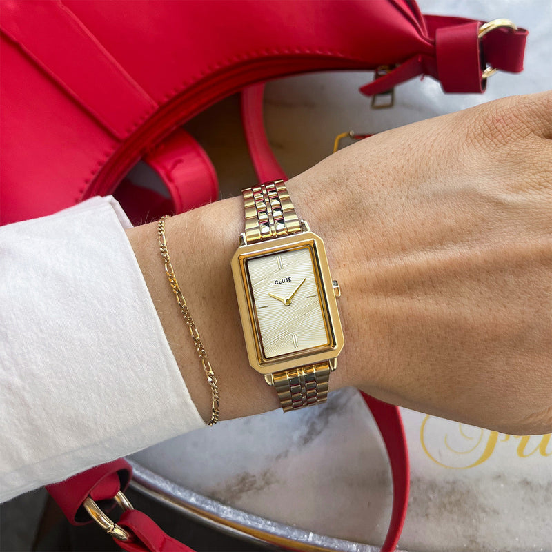 CLUSE Fluette Gold Sand Textured Gold Link Watch CW11511