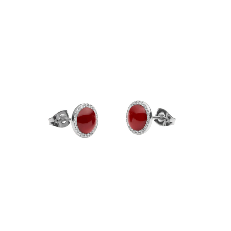 Daniel Wellington Audrey Earrings Red Agathe Silver DW00401416