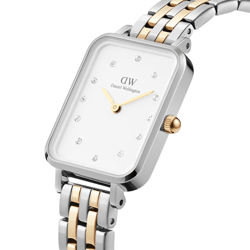 Daniel Wellington Quadro Lumine 20X26mm 5-Link White Watch DW00100625