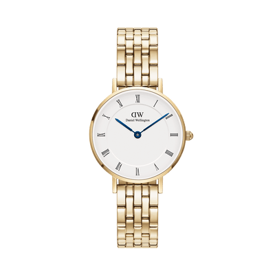 Daniel Wellington Petite Roman Numerals 5 Link Gold Watch DW00100682 Watch Direct