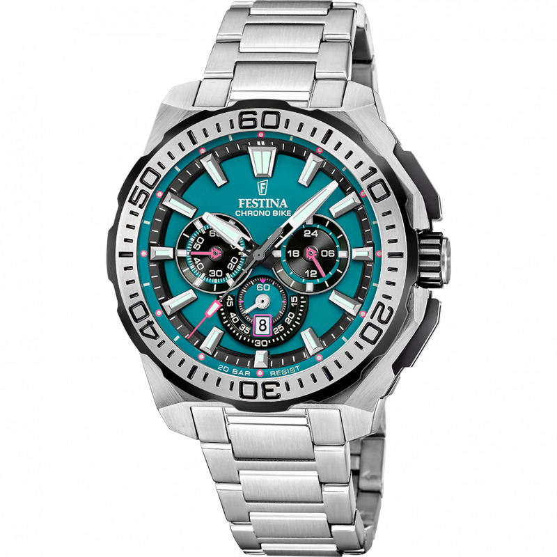 Festina Chrono Bike Blue Dial Stainless Steel Strap Watch f20724/6