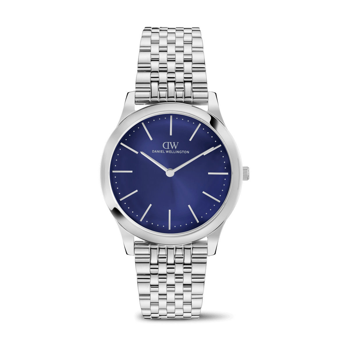 Daniel Wellington Pathfinder 7-Link Arctic Silver DW00100983 men's watch with blue sunray dial and silver link strap