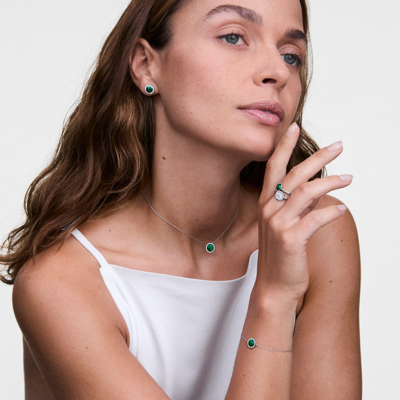 Daniel Wellington Audrey Malachite Silver Necklace DW00401455