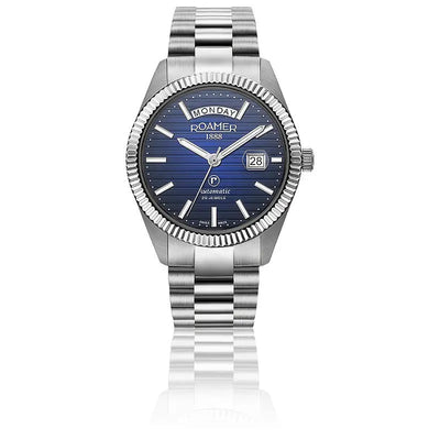 Roamer Primeline Daydate II Silver Bracelet Watch 981666 41 45 50