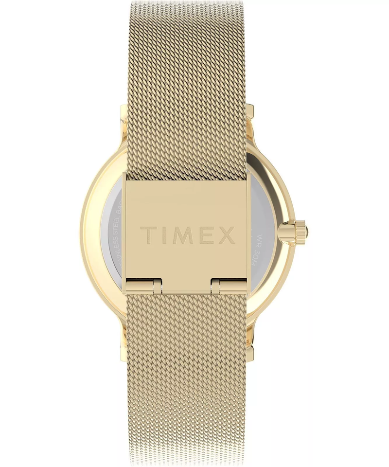 Timex Transcend 34mm White Dial Gold Stainless Steel Silver Dial Watch TW2Y10300