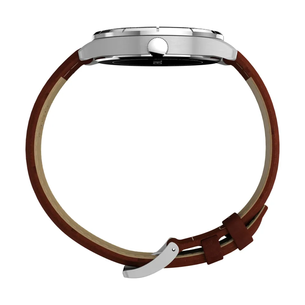 Timex Main Street Brown Leather Band Blue Dial Watch TW2Y16200