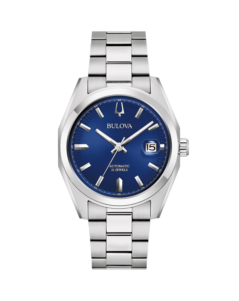Bulova Surveyor Automatic Blue Dial Stainless Steel Mens Watch 96B436