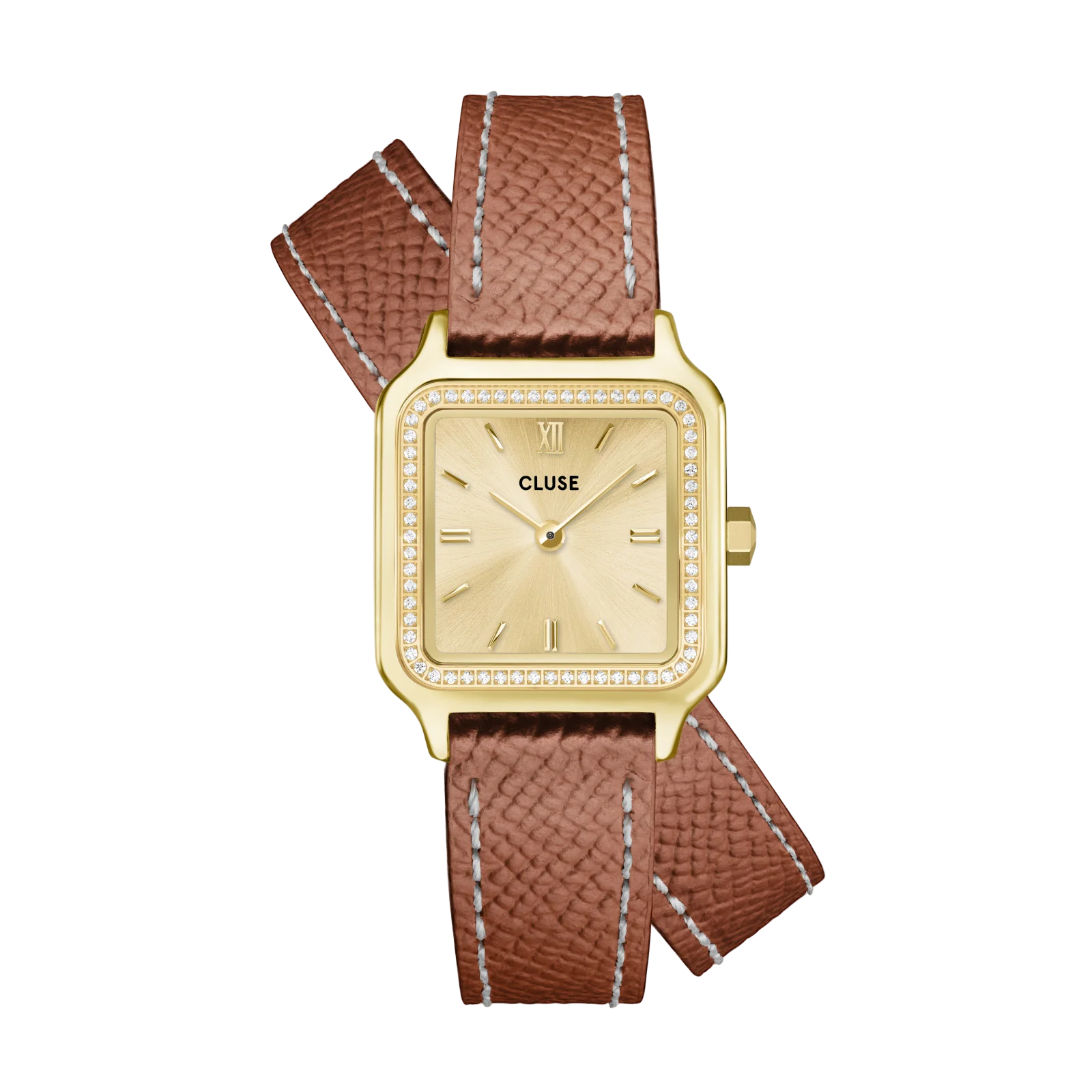 CLUSE Gracieuse Petite Brown Dial and Leather Double Wrap Band CW11821