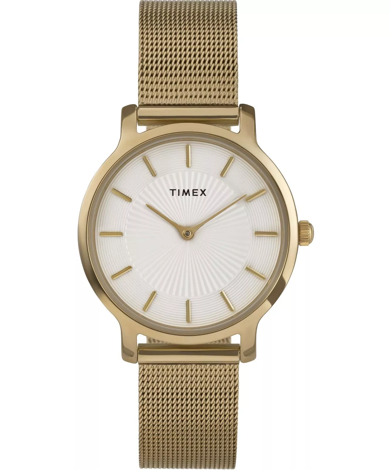 Timex Transcend 34mm White Dial Gold Stainless Steel Silver Dial Watch TW2Y10300