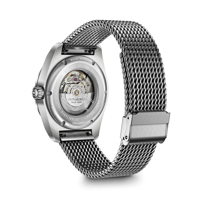 Victorinox Swiss Army Automatic Blue Dial Mesh Stainless Steel Band Mens Watch 242045