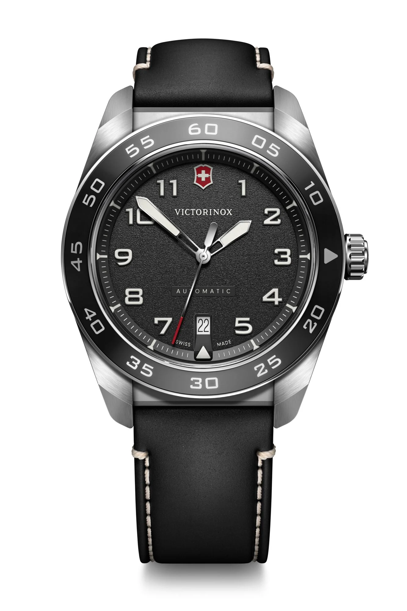 Victorinox Swiss Army Automatic Black Dial and Leather Band Mens Watch 242044