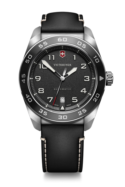 Victorinox Swiss Army Automatic Black Dial and Leather Band Mens Watch 242044