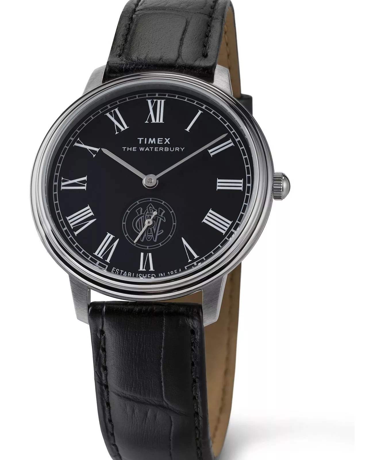 Timex Waterbury Metropolitan Sub-Second 39mm Black Leather Band and Dial Watch TW2Y23200