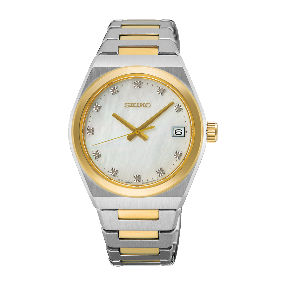 Seiko Essential Time Daywear Mother of Pearl Dial Diamonds Ladies SUR604P