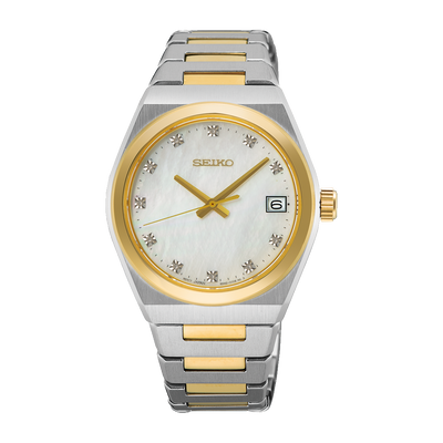 Seiko Essential Time Daywear Mother of Pearl Dial Diamonds Ladies SUR604P