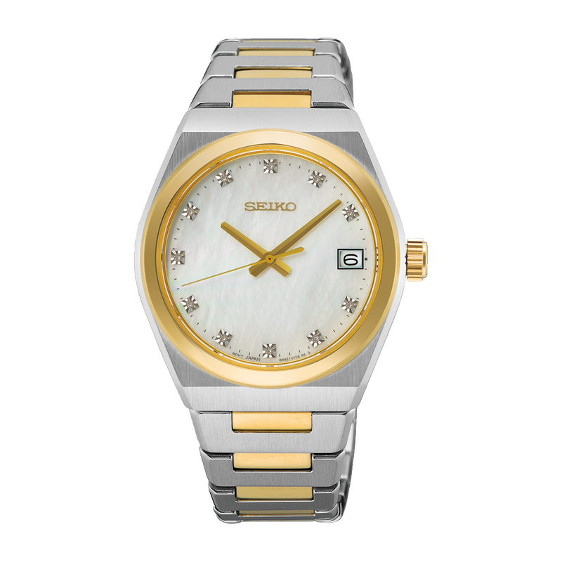 Seiko Essential Time Daywear Mother of Pearl Dial Diamonds Ladies SUR604P